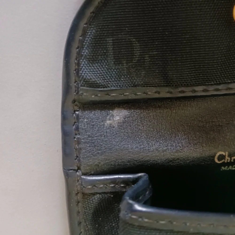 Dior Vintage Black Diorissimo Monogram Flap Coin Purse Pouch